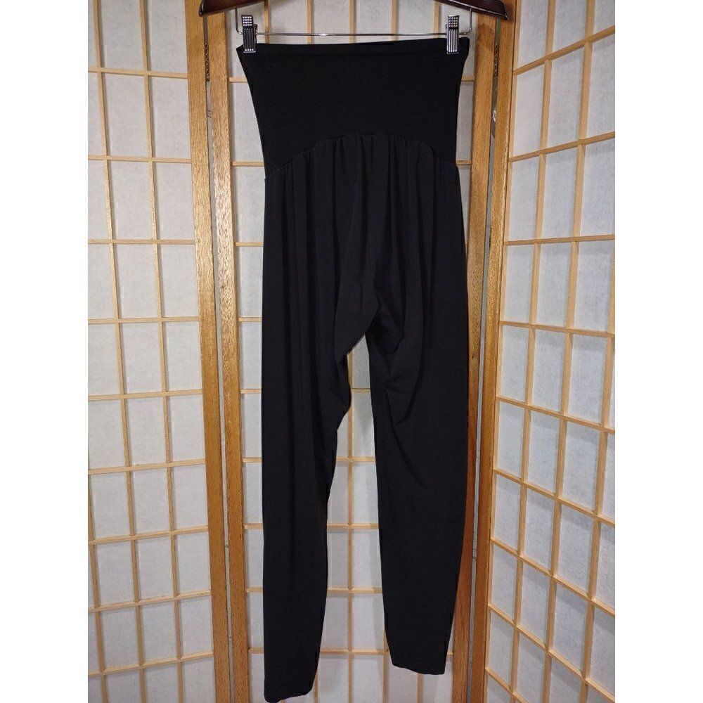 Motherhood Maternity Med Black Over Belly Leggings Cotton Stretch 2 Pair Avai